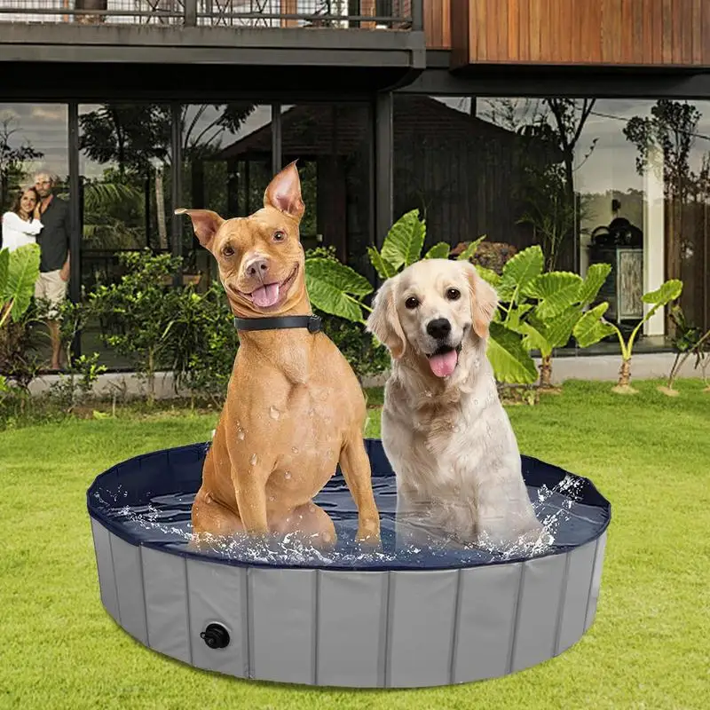 Foldable Dog Pool Cat Pool With Quick Drainage Hole Pet Bathing Pool Kids Dog Bath Thickened Portable For Indoor Outdoor Garden