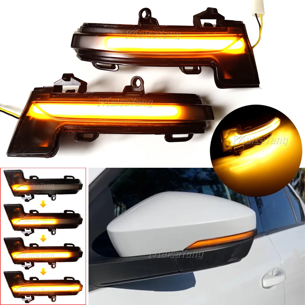 2pcs Dynamic LED Turn Signal Lights Rearview Mirror Indicator Blinker Repeater For VW T-Roc T-corss Skoda Octavia Mk3 5E