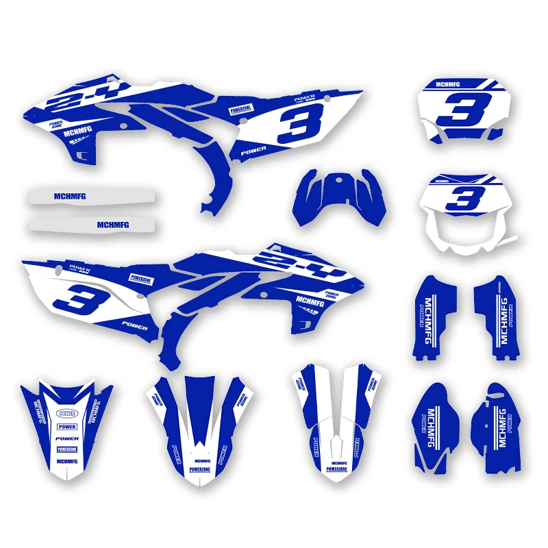 Fewfuss Holographic Chrome Racing Stickers Kit for Yamaha YZF450 23 24 25 YZF250 2024 2025 2026 Offroad Bike Decals 03