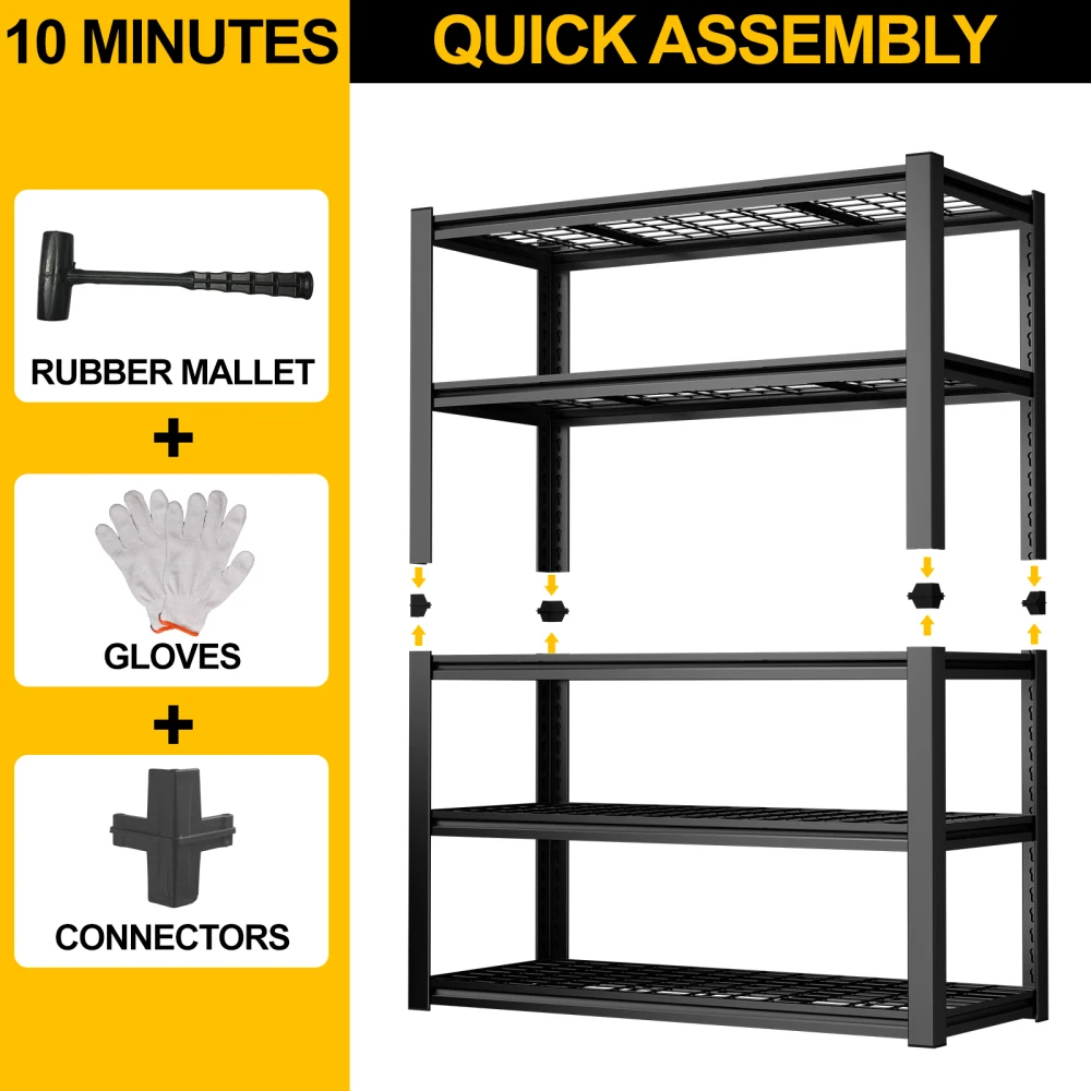 59 Inches Metal Garage Storage Rack, Heavy-Duty Steel Moisture-Proof And Waterproof 5-Layer Adjustable Storage Shelving Unit.
