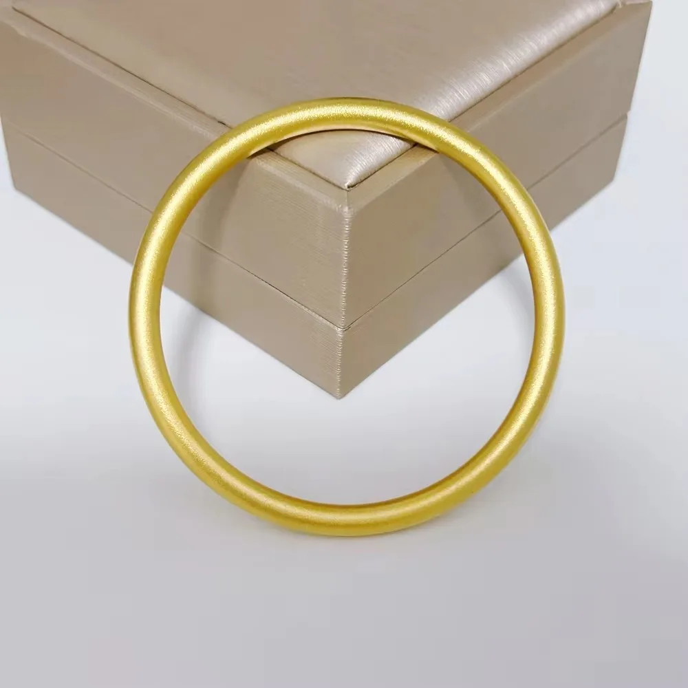 أساور يد نسائية من الذهب الأصفر، سطح بلوري غير لامع، سوار ذهبي مقاوم للماء، كفة دائرية، سوار مغلق