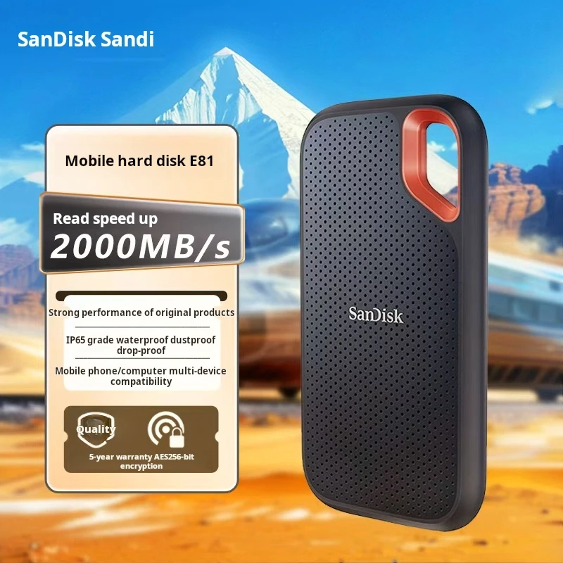 

SanDisk 4TB NVMe Portable Solid State Drive (PSSD), E81 Extreme Pro Edition SSD, Read Speed 2000MB/s, Portable SSD