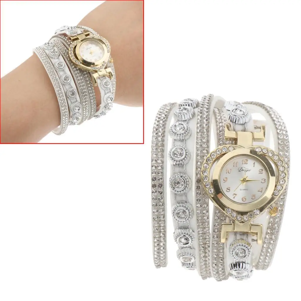 Women Bracelet Wristwatch Heart Dial Ladies Elegant Analog Watch Bangle