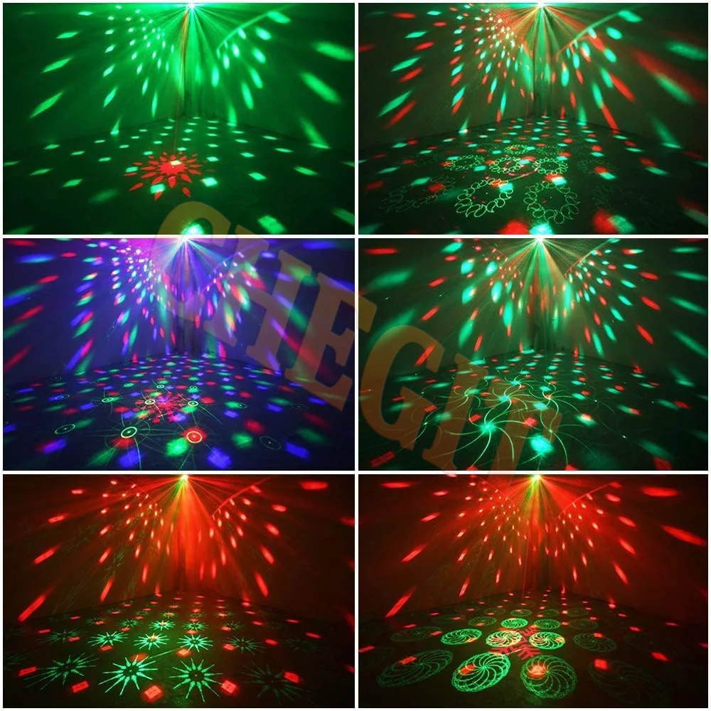 4 IN1 المرحلة DJ مصابيح حفلات جهاز عرض ليزر ديسكو التحكم الصوتي أحمر أخضر أزرق ستروب أضواء نادي الأسرة عطلة عيد الميلاد #4