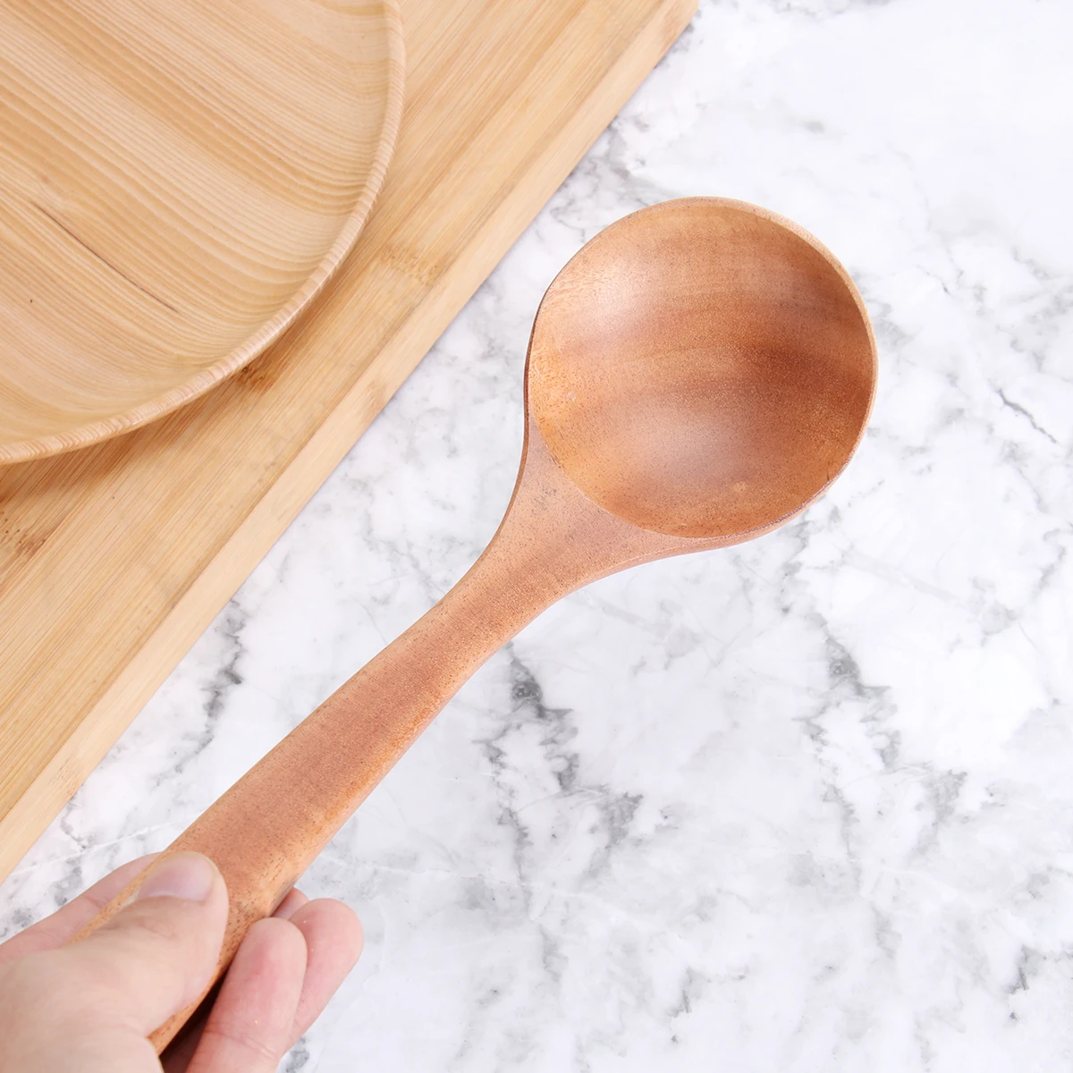

3pcs Wooden Cooking Spatula Set Heat Resistant Kitchen Utensils Easy Dry Hanging Hole Long Handle Home