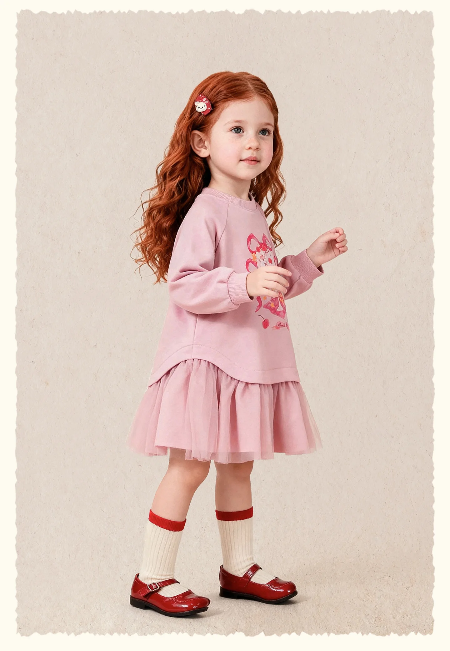 Amila 2026 Herbst Neues Kinder-Mädchen-Mesh-Splice-Kleid Niedliches Eiscreme-Muster Süßes Liebliches Prinzessinnen-Partykleid – Detail 13