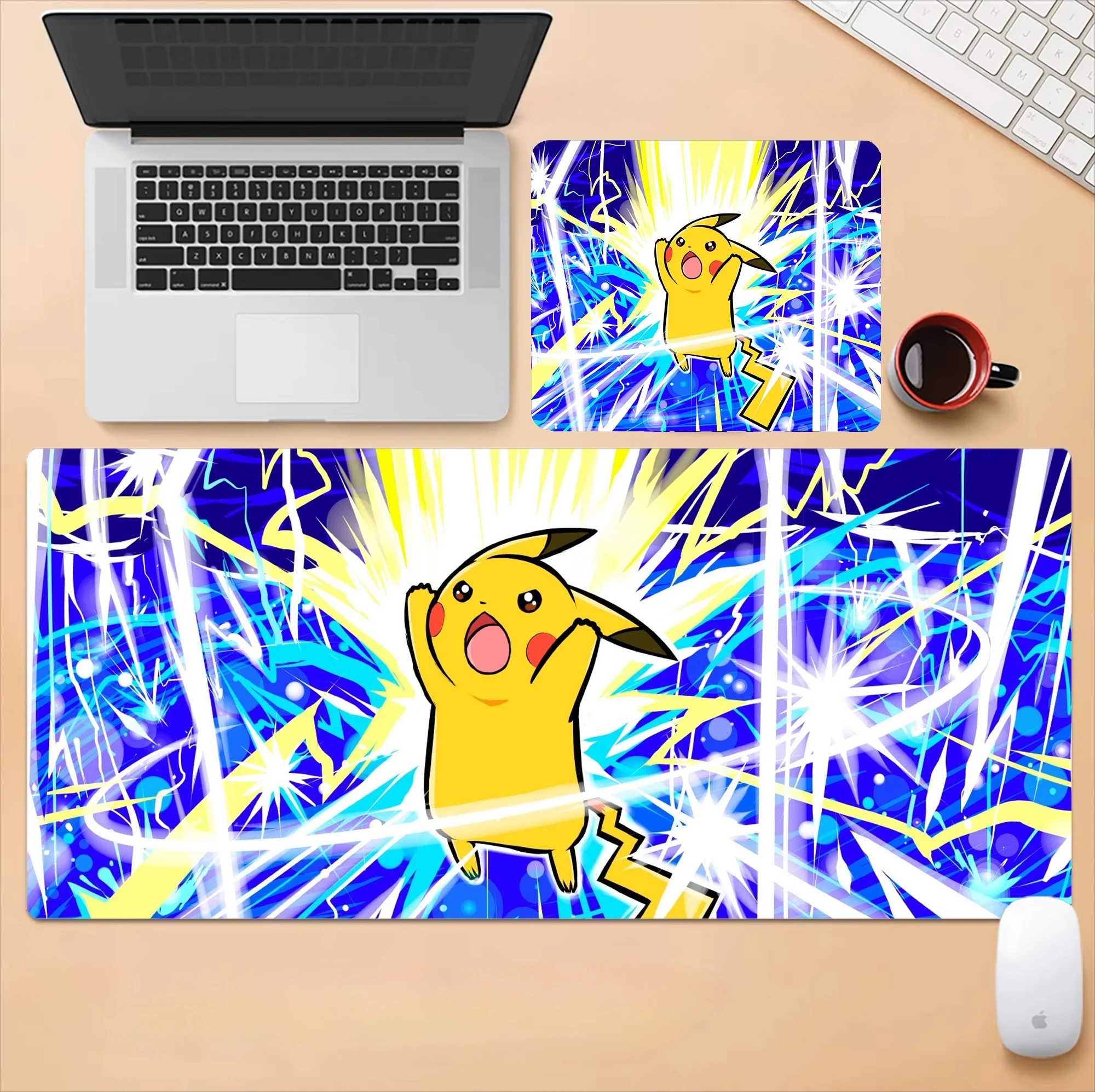 Podkładka pod mysz ze skóry z motywem japońskiego anime z 2025 roku, Pokémon Pikachu Gengar, duża podkładka na biurko, akcesoria komputerowe, mata pod klawiaturę.