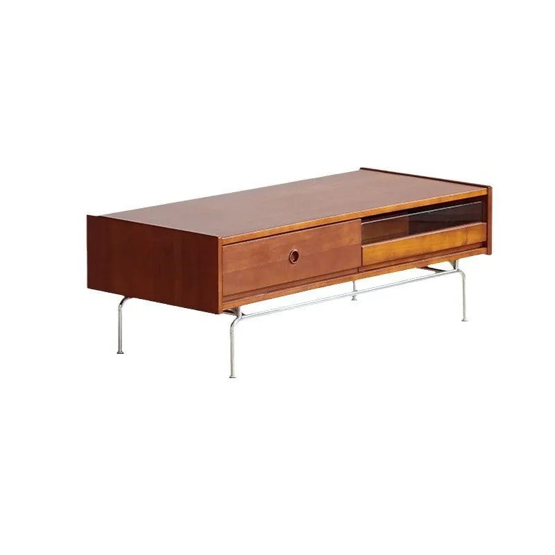 

Japanese-style small apartment medieval furniture stainless steel tea table retro and simple