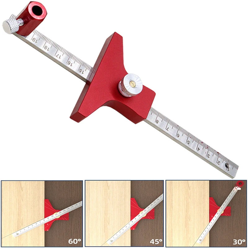 Precision Linear Multi-angle Scriber Marking Gauge  Parallel Line Drawing Height Measuring Ruler Woodworking Mark Scraper