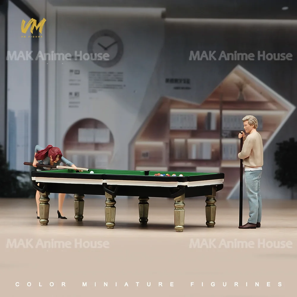 

Изысканные миниатюрные фигурки 1/24 1/18: Мужчины и женщины, играющие в бильярд, для бильярдных залов, креативных сцен, кукол и игрушек для автомобилей