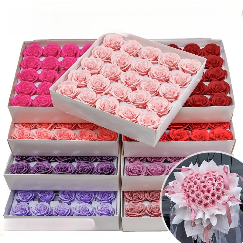

New DIY 7 Layers Awakening Soap Rose Head Artificial Eternal Flower for Mother's Day Handmade Bouquet Materials Wholesale