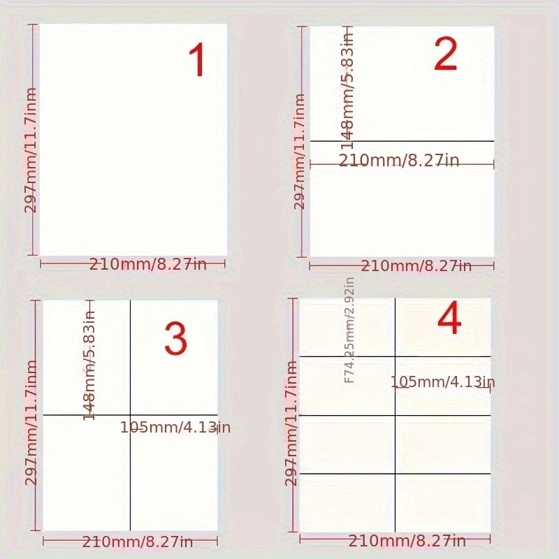 Multi-Purpose Printable White Matte Sticker Labels A4 20sheets for Laser/Inkjet Printers Self Adhesive 1/2/4/8 Labels Per Sheet