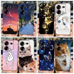 For Tecno Pova 5 Case LH7n Cute Cat Butterfly Cover Soft Silicone TPU Phone Case For Tecno Pova 5 Pova5 Back Cover 6.78'' Fundas