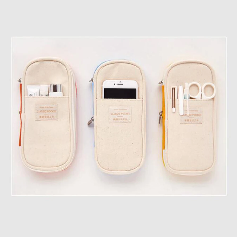 

Multifunctional Large Capacity Pencil Case Pen Bag Cell Phone Coin Organizer Portable Handle Smooth Zipper Student