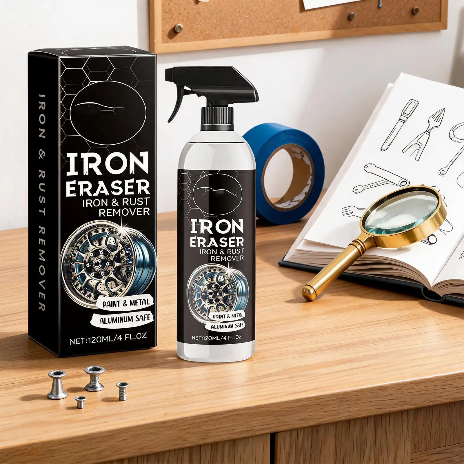 120ml Automotive Metal Rust Remover Spray Fast Iron Oxide Cleaner For Brake Disc Wheel Rim Exhaust Pipe Hinge