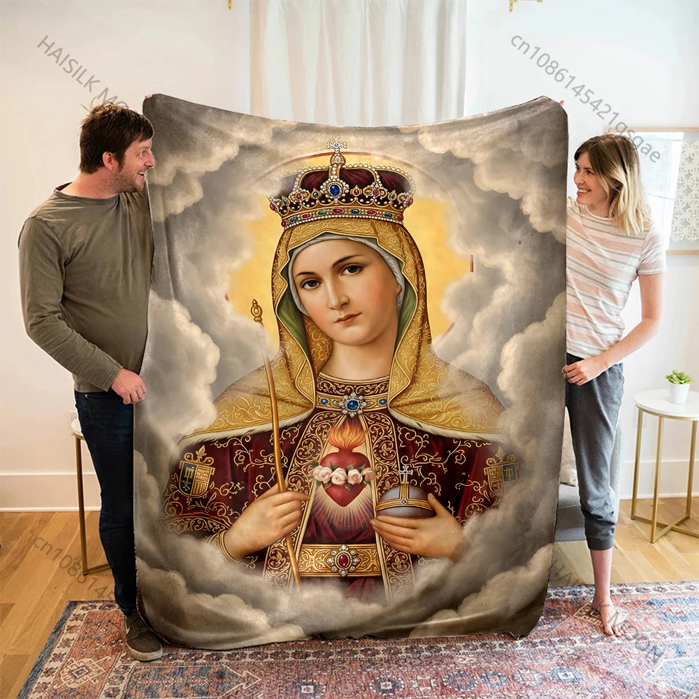 1PC Sacred figure image with clouds Print Blanket Warm Soft Fluffy Kids Adult Sofa Bed Throw Blanket Outdoor Travel Camping RV