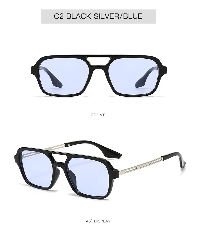 Neue Vintage Quadratische Sonnenbrille für Damen und Herren Marken-Rechteck-Sonnenbrille Ovale Brillen für Männer und Frauen – Detail 7