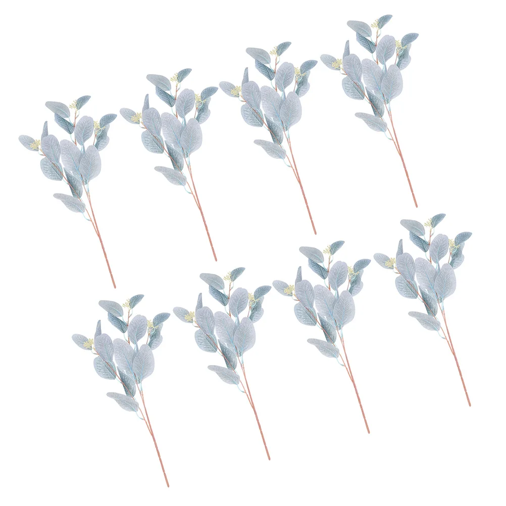 

8 Pcs Artificial Eucalyptus Leaves High Simulation Home Decor Dried Stems Fake Plant naments Wedding Arrangements