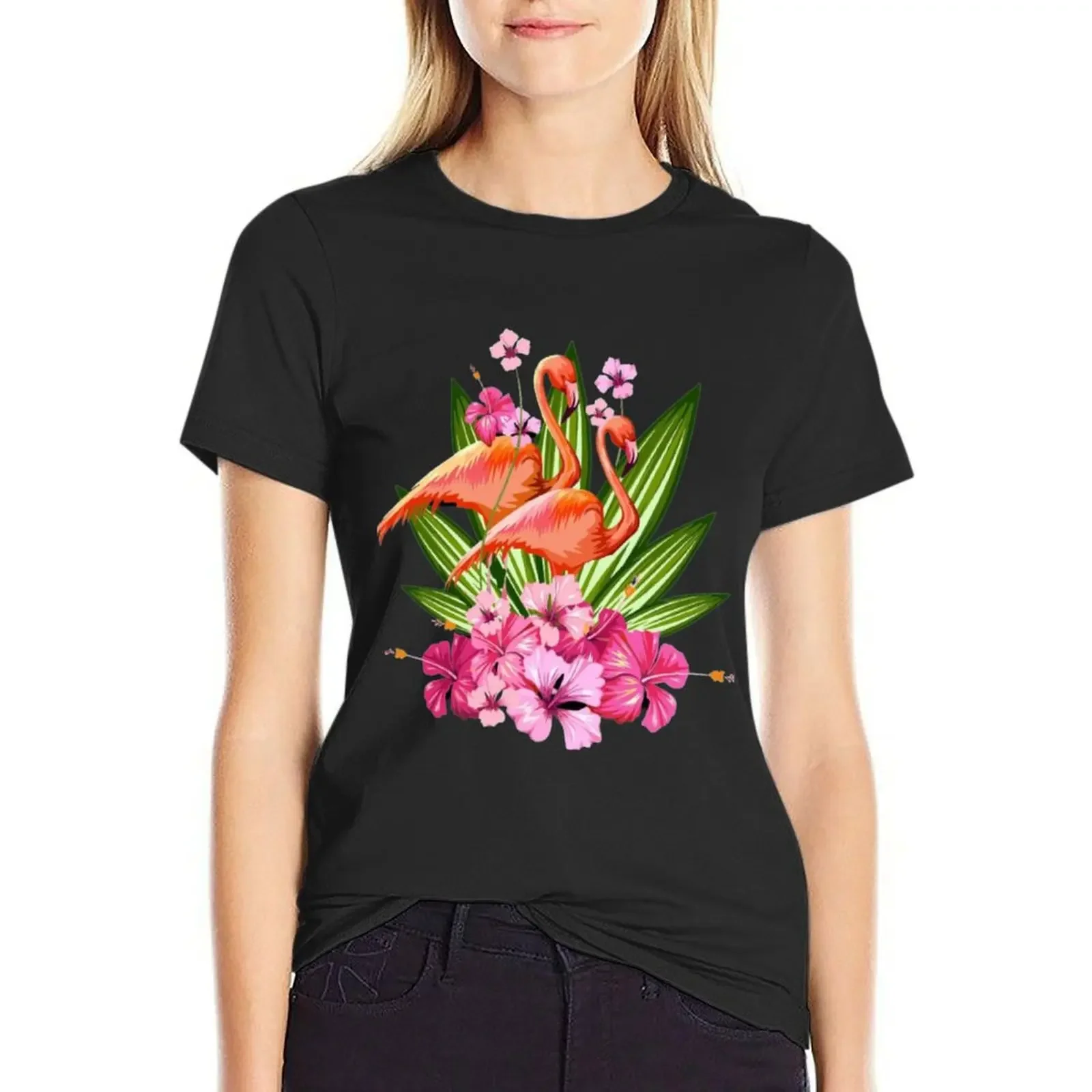 

Flamingos in the flowers T-Shirt female vintage clothes new edition tshirts woman