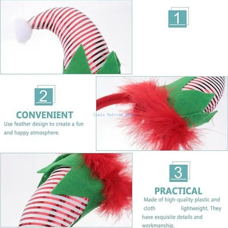

L5YB Striped Santa Hat Headband Headwear Christmas Party Props Karaoke