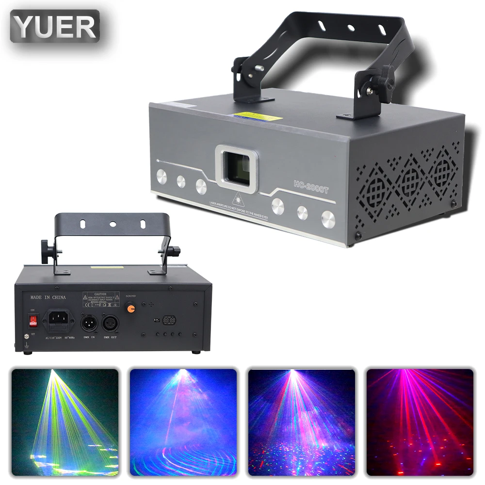 YUER 2W 4W RGB Animation 3D Beam Stage Laser Lights Projector DMX512 DJ Disco Bar Club Effect Party Dance Wedding Xmas Show Lamp