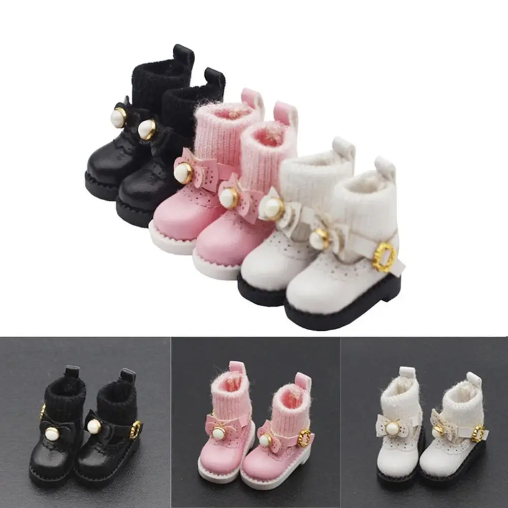 1 paio di papillon Obitsu 11 stivali per bambole bottoni dorati Mini 1/12 scarpe in pelle per bambole Bjd moda carino 1/12 stivali per bambole Bjd regali
