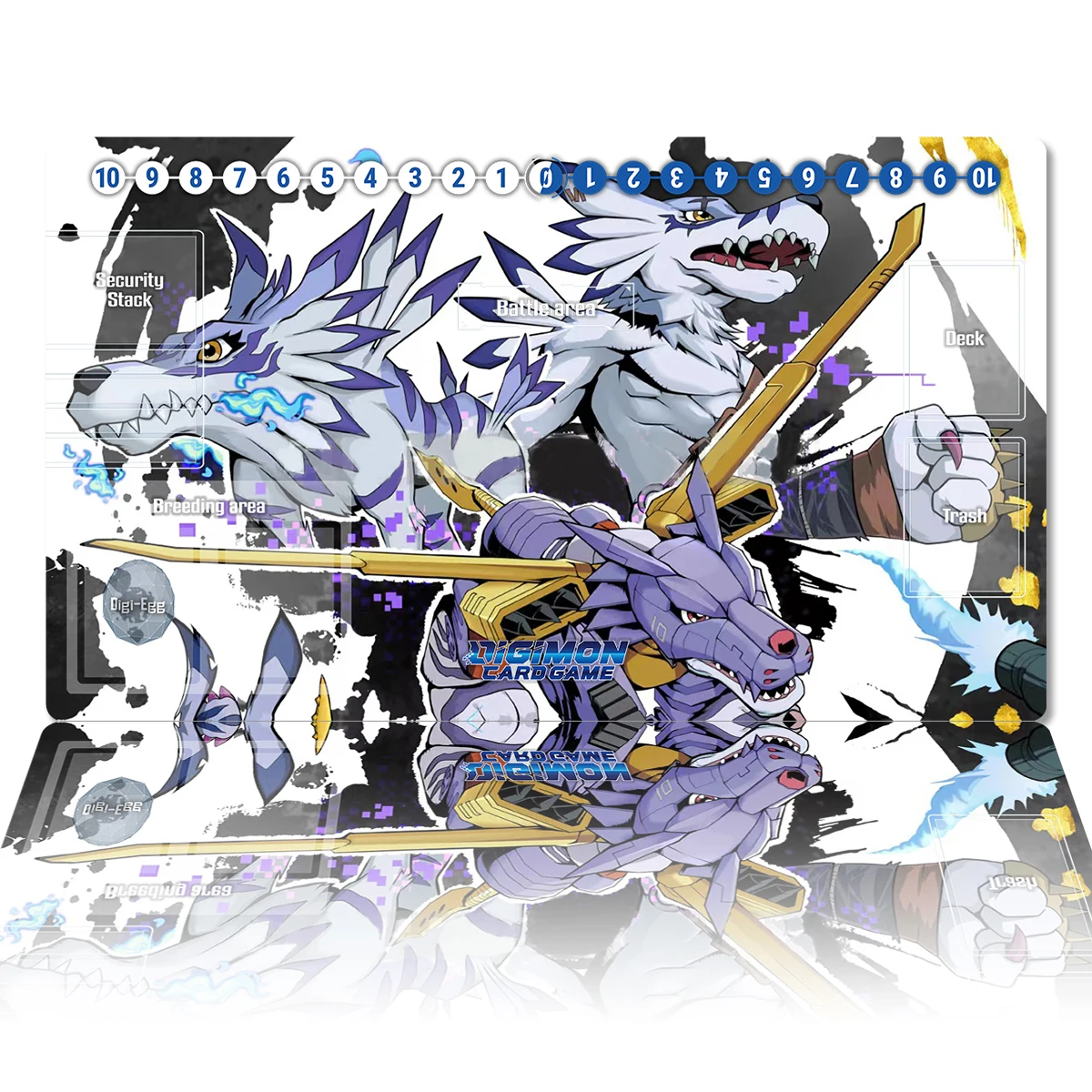 Digimon Playmat Garurumon DTCG CCG Gioco da tavolo Tappetino da gioco di carte Tappetino per mouse anime Tappetino da scrivania in gomma personalizzato Accessori da gioco Zoni Borsa