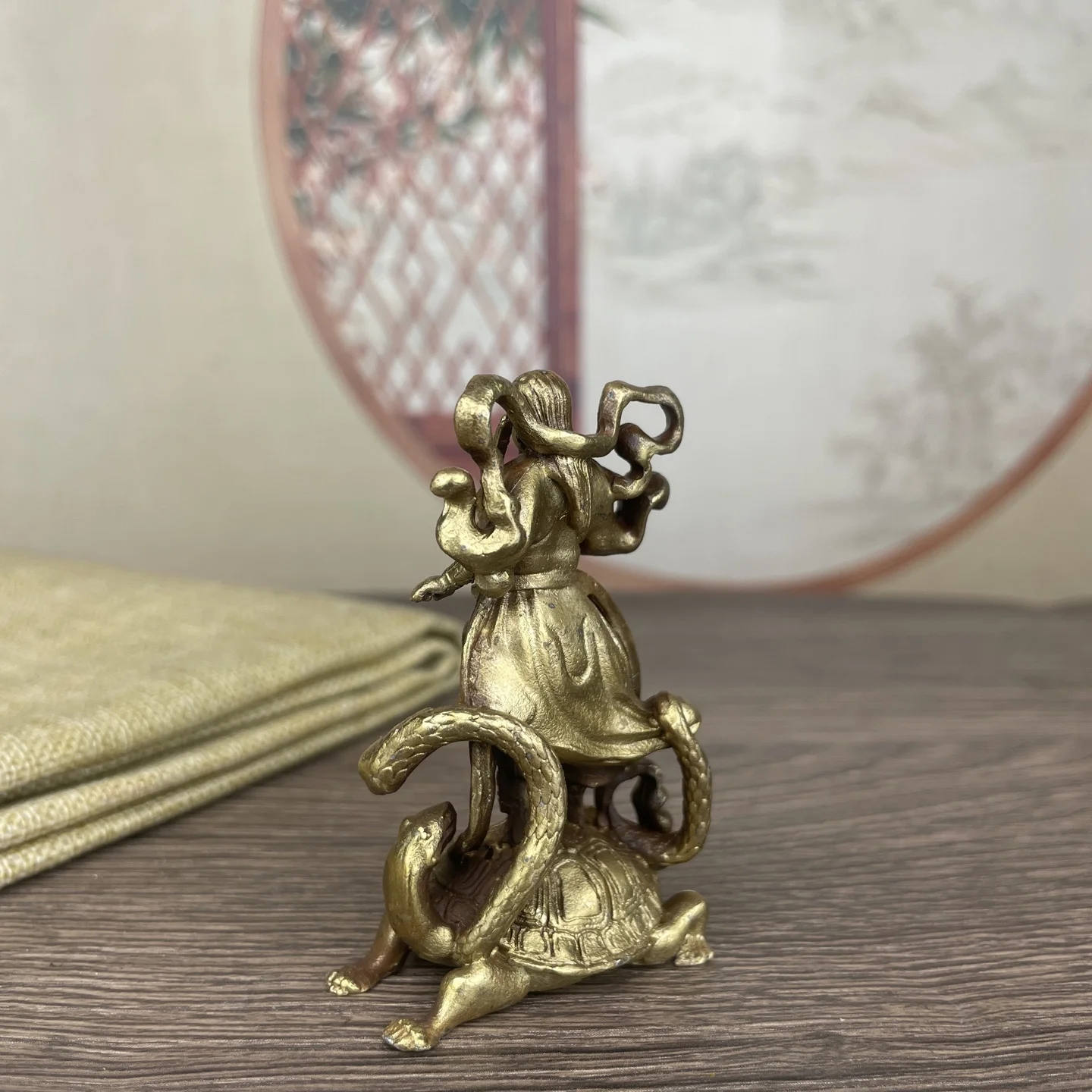 Metal Chinese style Zhenwu Emperor sculpture Feng Shui decorative statue collection art sculpture mini bronze statue
