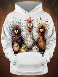 Funny Animal Chicken Print Unisex Hoodies Autumn Fashion Street Men Sweatshirts Casual Loose Men Clothing Tops Hoodies