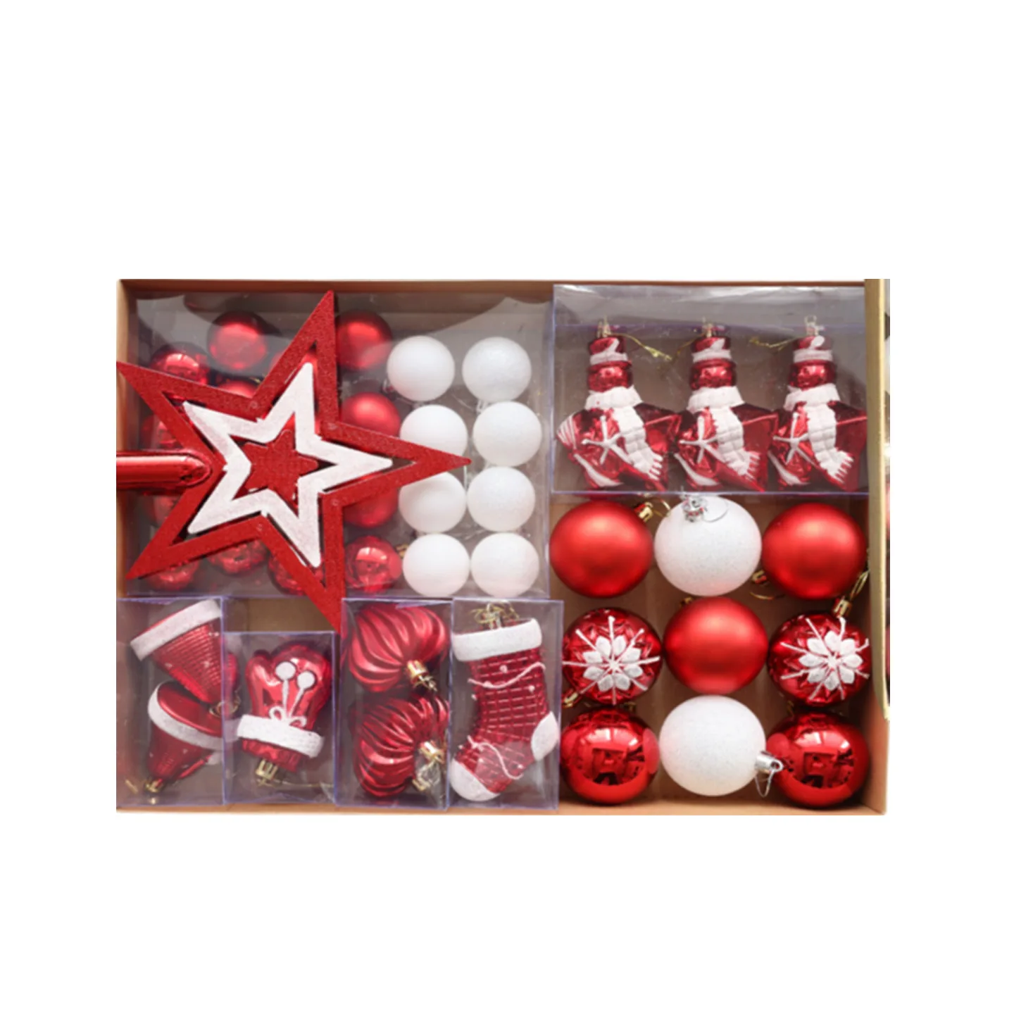 

Christmas Ornaments Tree Set 47 Pieces Plastic Decorations with Strings for Easy Hanging on Trees Wreaths and Tables