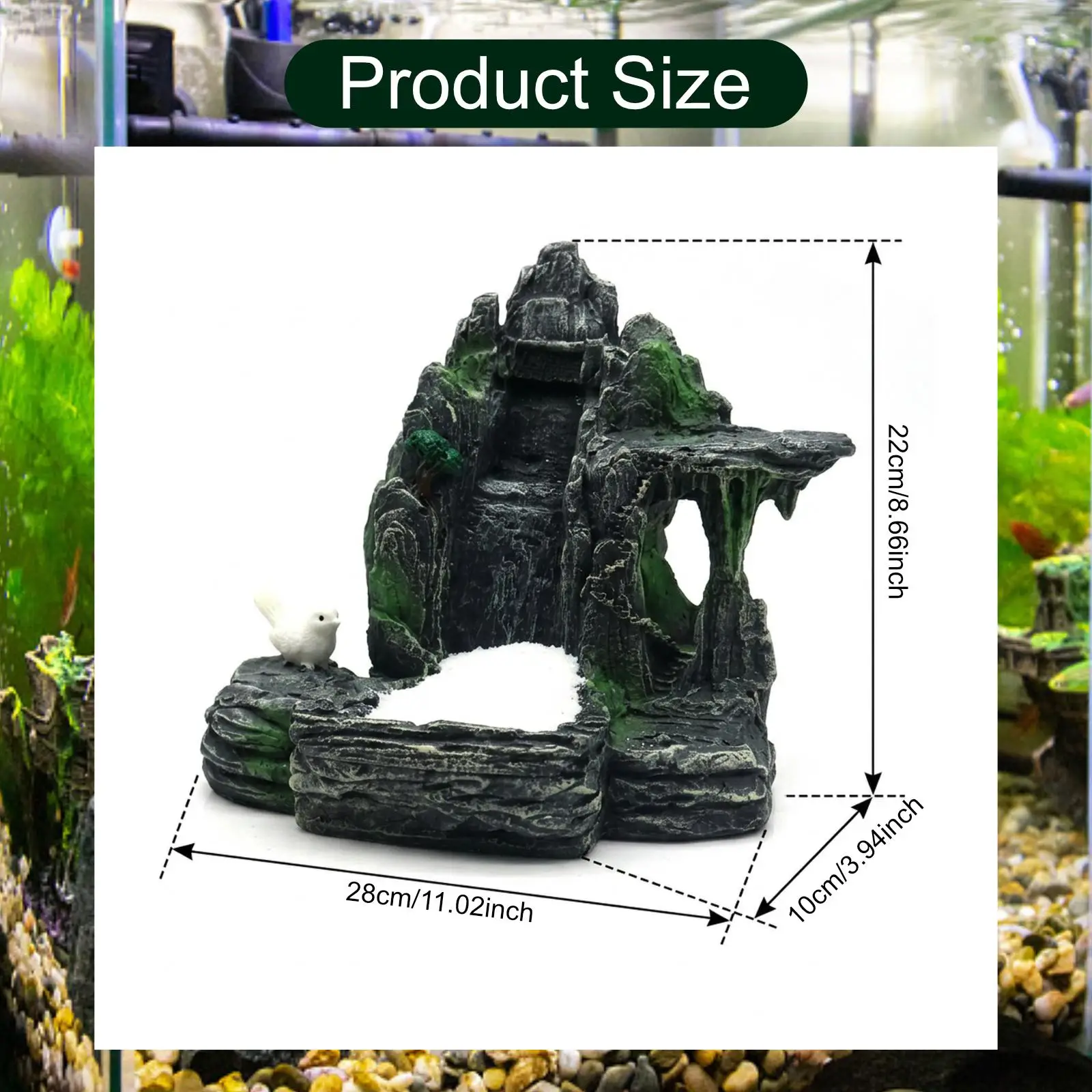 Resin Model Seiryu Stone Aquarium Mountain Stone Lifelike Sturdy Dynamic
