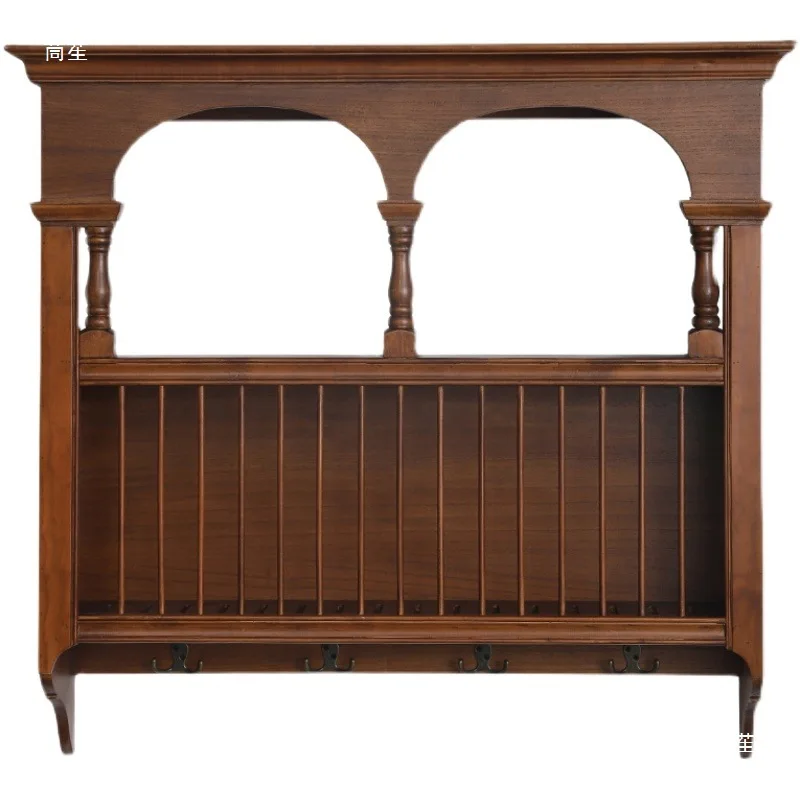 

Medieval solid wood plate bowl display storage Chinese kitchen plate homestay decorative wall
