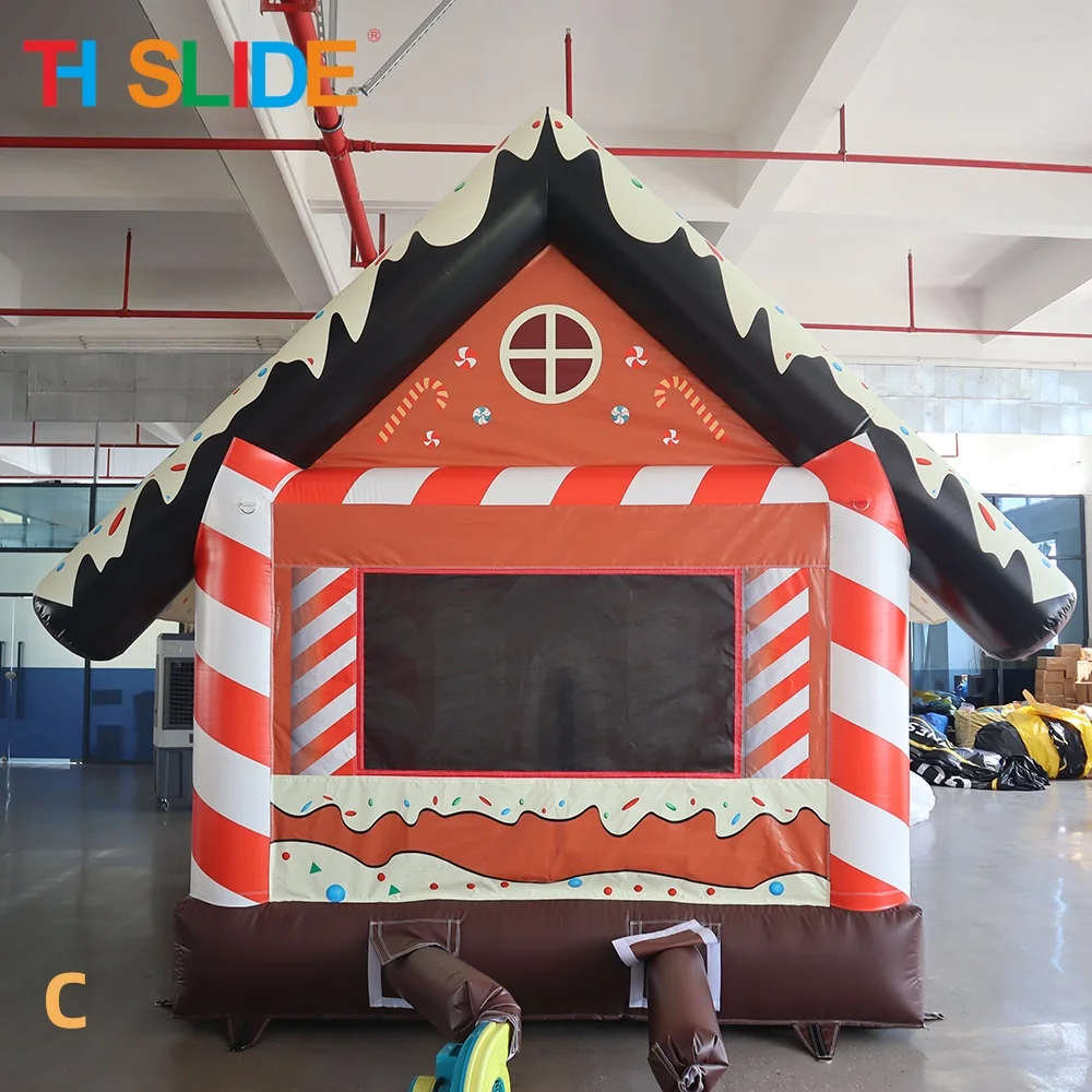 Envío aéreo rápido a puerta, castillo inflable comercial de Papá Noel, casa inflable de pan de jengibre, castillo inflable para Navidad