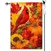 Autumn Cardinal Pumpkin Floral Garden Flag, 12 x 18 Inch jjp