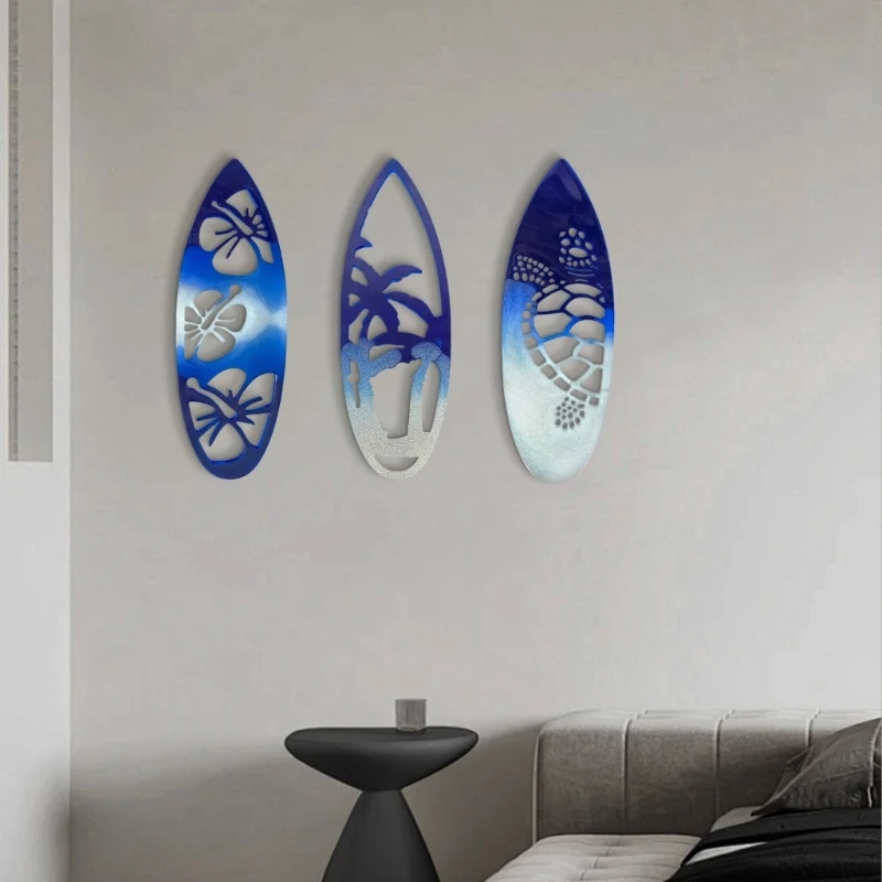 MXME Set of 3 Flexible Silicone Mould Surfboard Shaped Mold Wall Decorations Molds