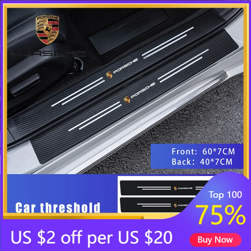 

Наклейки на автомобиль из карбона для Porsche Cayenne, Panamera, Macan, 911: защитные полосы для порогов дверей и бампера багажника