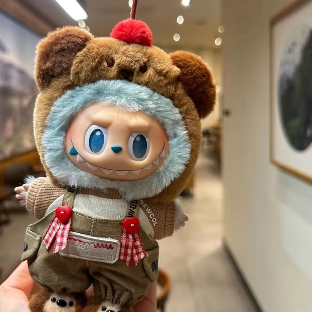 

Милая одежда для Labubu, милая одежда с медвежонком, комплект обручей для волос, комбинезон, аксессуары, подарок [без куклы]