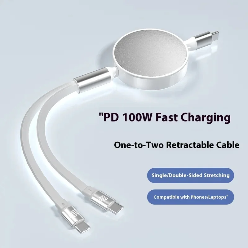 Scalable cable 100W 2 In 1 Type C to USB C Cable PD For iPhone 15 Pro Max MacBook xiaomi redmi note 12 poco oppo huawei ipad