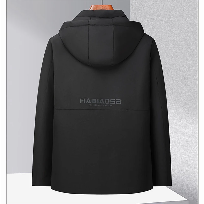 الرجال الشتاء سميكة الدافئة سترة معطف الصوف داخل الذكور بلون مقنعين سترة سميكة الرجال معطف متوسط طويل الحجم #2