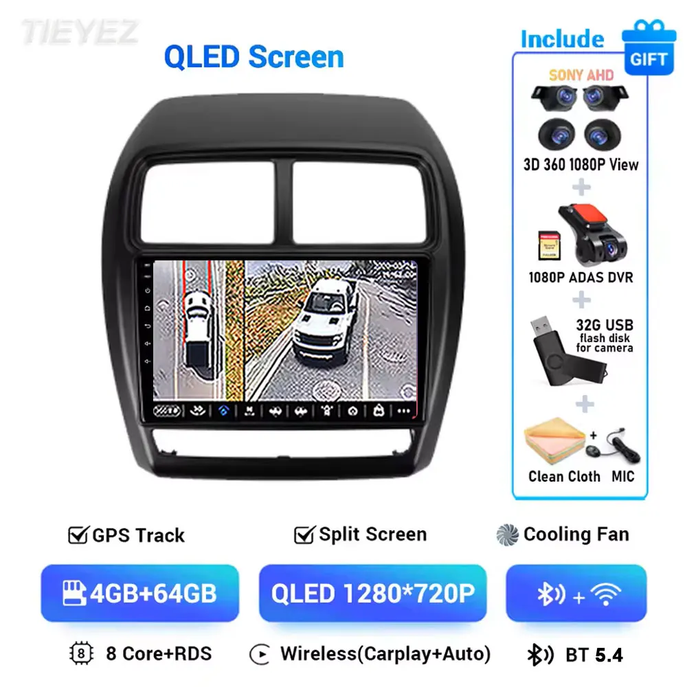 Voor Mitsubishi ASX 1 2016-2023 Android 15 Linksgestuurde Carplay Auto GPS Autoradio Navigatie Multimedia Video speler 4G BT - afbeelding 1