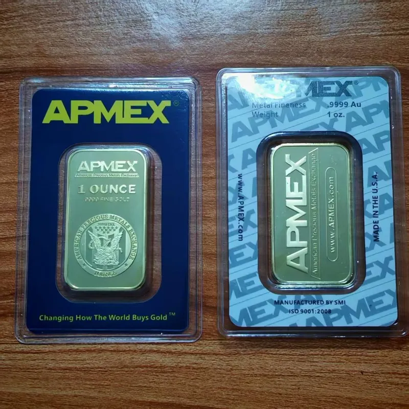 

1~10pcs APMEX Gold Bar 1 oz Gold Bullion 24k Gold Plated Apmex Gold Bullion Non-Magnetic Brass Bar Business Gift Collectible
