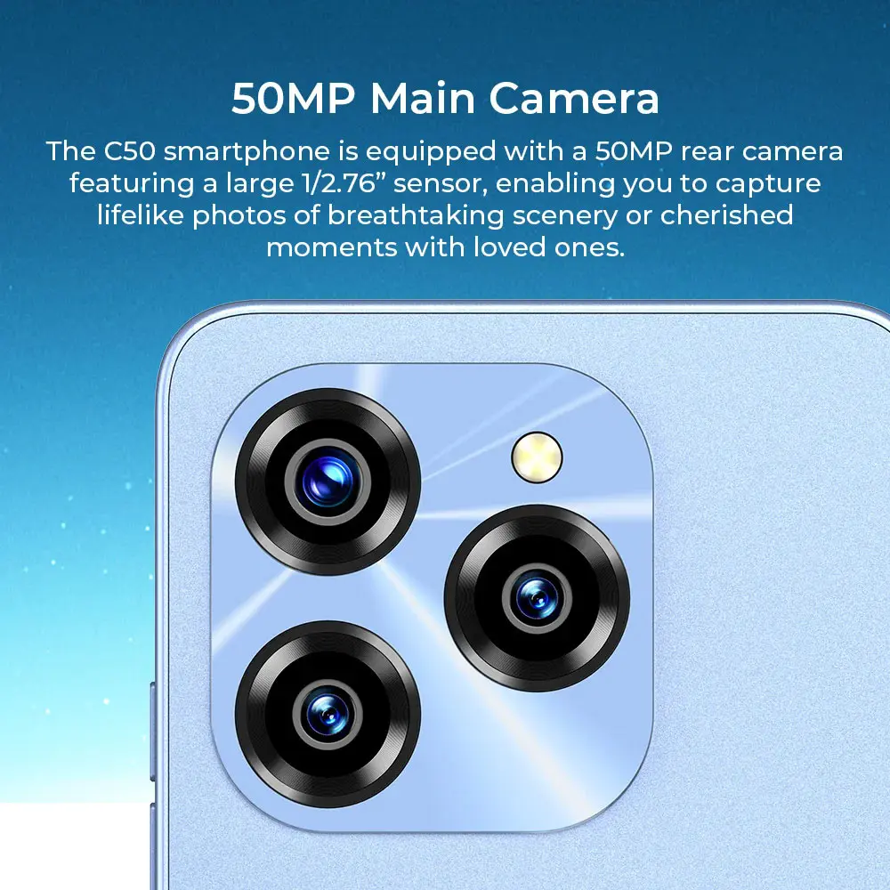 글로벌 버전 Oukitel C50 5G 스마트폰, 6.8 인치 HD + 물방울 화면, 5150mAh 24GB + 128GB 휴대폰, 50 MP 휴대폰