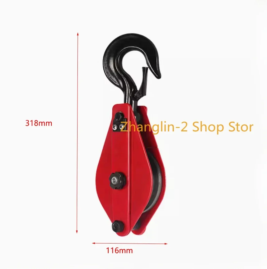 Wire Rope Heavy Duty Pulley Block Hanging Towing Wheel Single Crane Swivel Iron Roller Fitness Towing Wheel Bearing Capacity 1T