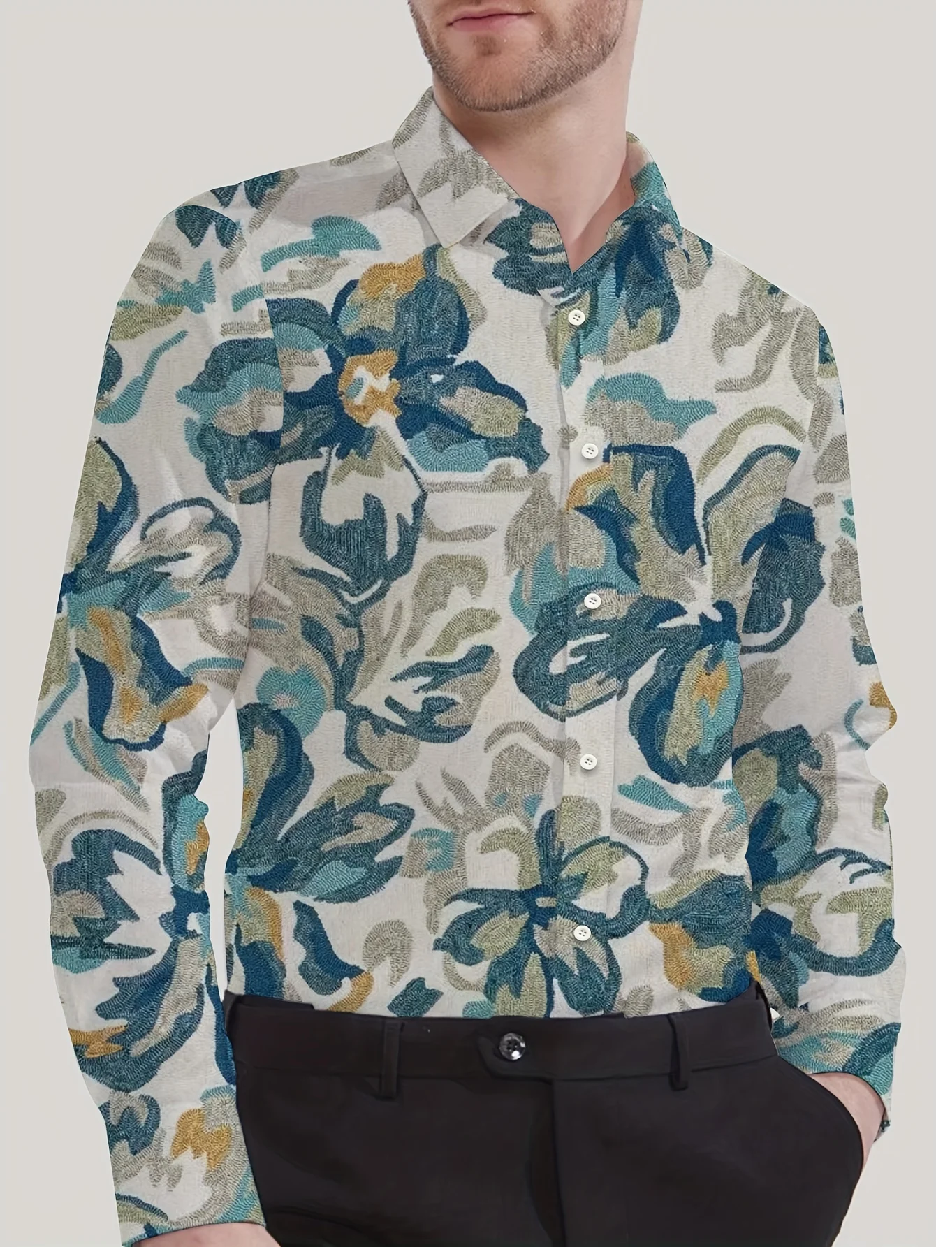 

Men's Vibrant Travel-Themed Full-Body Print Shirt - Regular Fit Button-Up with Classic Collar, Summer Fashion, Colorful Design
