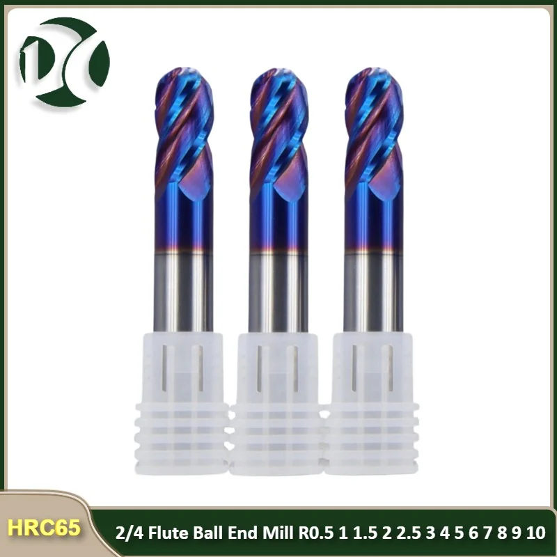 

HRC65 4 Flute Ball End Mill Tungsten Carbide Cutter CNC Router Bit Milling Cutter Tool R0.5 6mm 8mm 10-20MM For Metal Steel