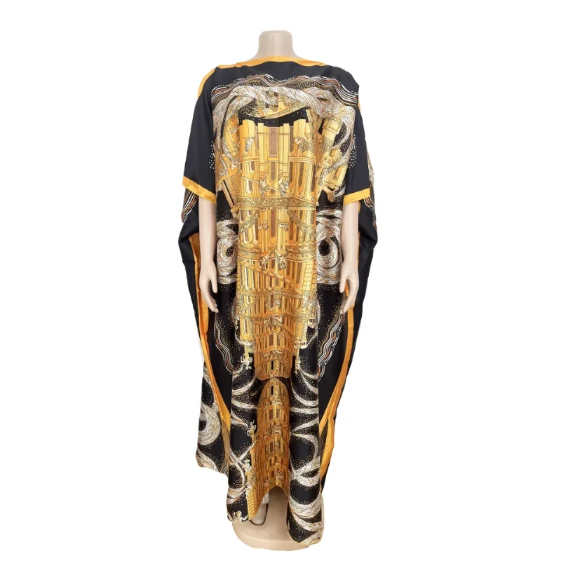 African Dresses For Women Vetement Femme Spring New Dashiki Abaya Print Maxi Dress Africa Clothes Dashiki Ankara Dresses Scarf