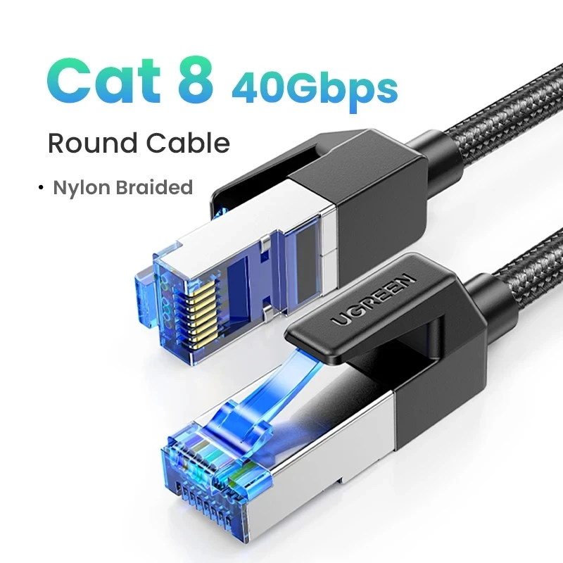 UGREEN CAT8 Ethernet Cable 40Gbps 2000MHz CAT 8 Networking Cotton Braided Internet Lan Cord for Laptops PS 4 Router RJ45 Cable image 3