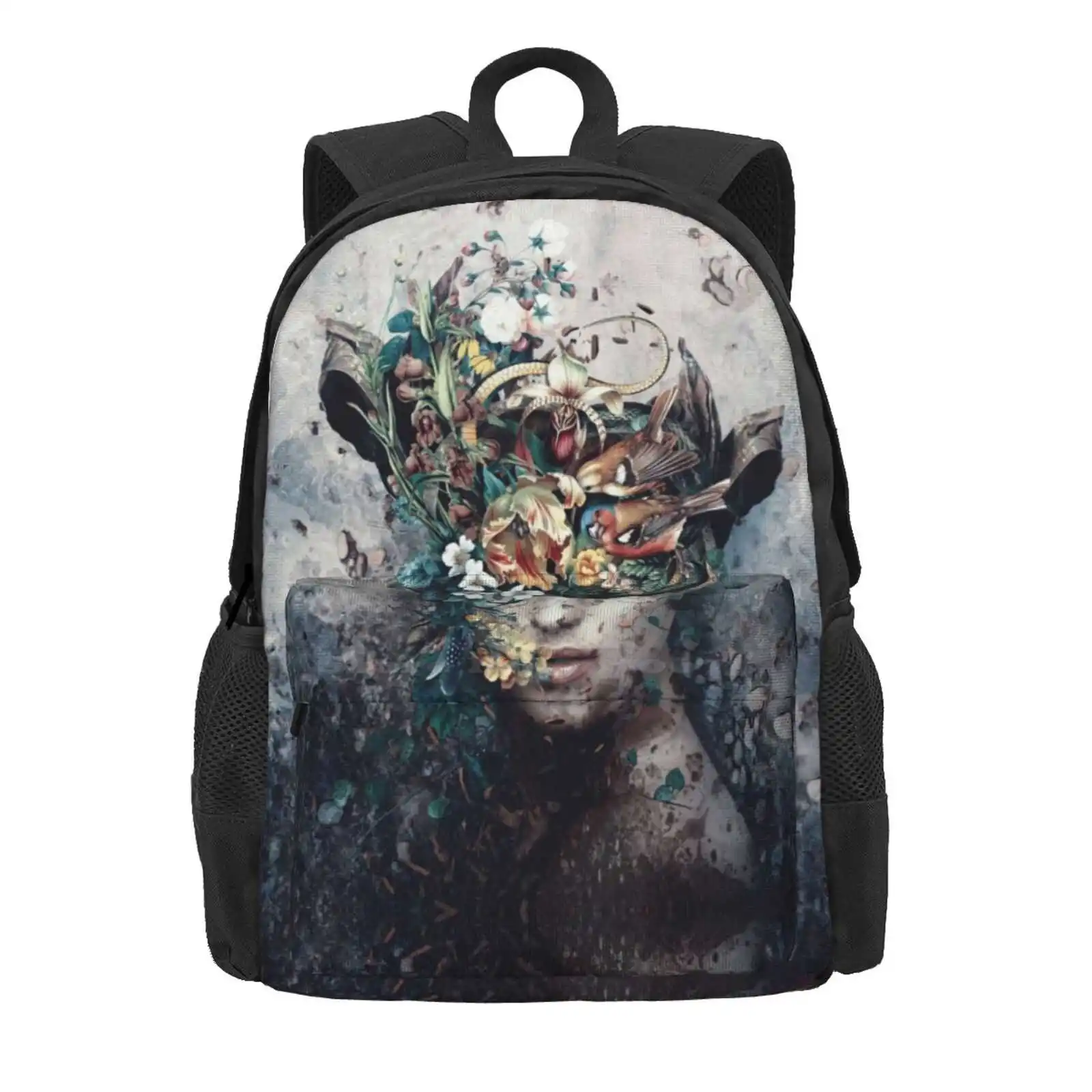 Source Of Life Hot Sale Schoolbag Backpack Fashion Bags Surreal Art Floral Art Surrealism Collage Artwork Collage Collective