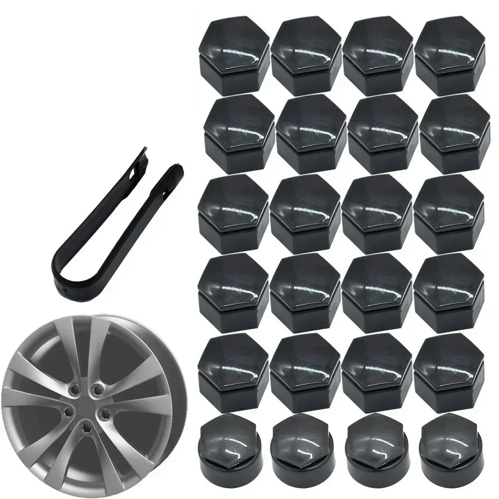 24PC 22MM WHEELS TYRES NUTS COVERS FOR INSIGNIA LOCKING CAP BOLT GREY Nuts & Bolts Auto Replacement Parts