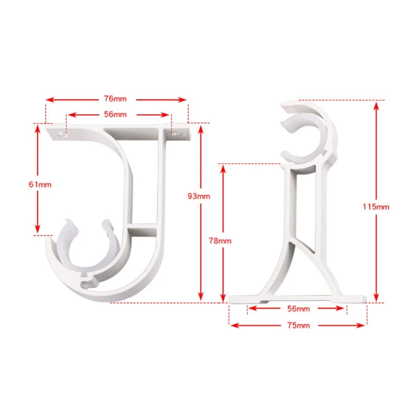 2pcs Window Drapery Ceiling Hanging Holder Wall Curtain Rod Bracket Set Side Top Mounted Fits 1 inches Rod